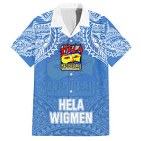 Hela Wigmen Rugby Family Matching Summer Maxi Dress and Hawaiian Shirt Papua New Guinea Polynesian Tattoo LT03 Dad's Shirt - Short Sleeve Blue - Polynesian Pride