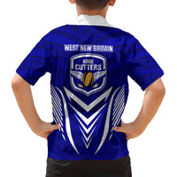 Kimbe Cutters Rugby Family Matching Puletasi Dress and Hawaiian Shirt Papua New Guinea Polynesian Tattoo Blue Version LT03 - Polynesian Pride