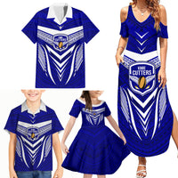 Kimbe Cutters Rugby Family Matching Summer Maxi Dress and Hawaiian Shirt Papua New Guinea Polynesian Tattoo Blue Version LT03 - Polynesian Pride