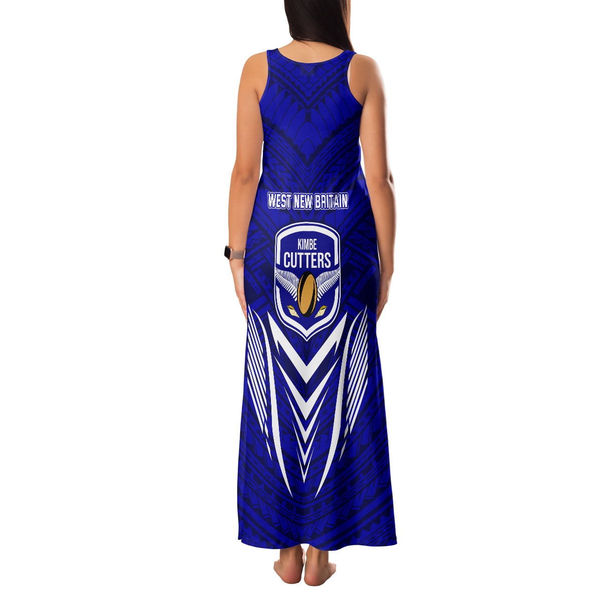 Kimbe Cutters Rugby Family Matching Tank Maxi Dress and Hawaiian Shirt Papua New Guinea Polynesian Tattoo Blue Version LT03 - Polynesian Pride