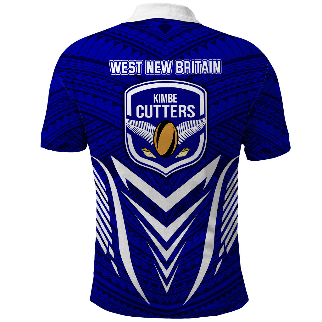 Kimbe Cutters Rugby Polo Shirt Papua New Guinea Polynesian Tattoo Blue Version LT03 - Polynesian Pride