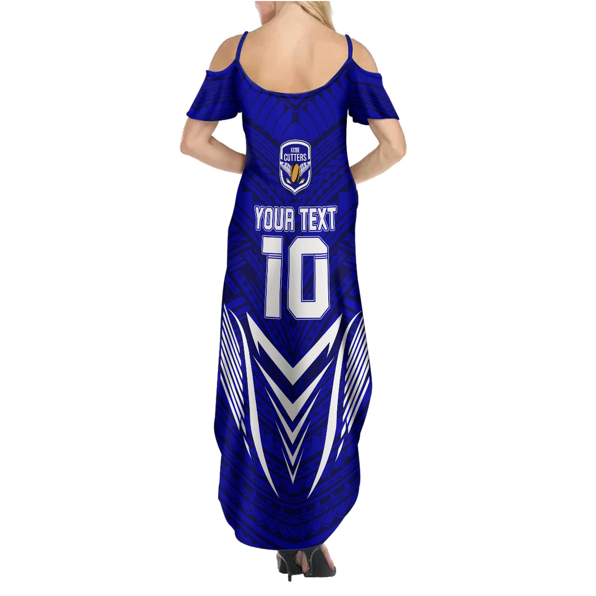 Custom Kimbe Cutters Rugby Family Matching Summer Maxi Dress and Hawaiian Shirt Papua New Guinea Polynesian Tattoo Blue Version LT03 - Polynesian Pride