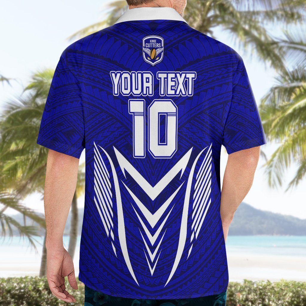 Custom Kimbe Cutters Rugby Hawaiian Shirt Papua New Guinea Polynesian Tattoo Blue Version LT03 - Polynesian Pride