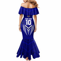 Custom Kimbe Cutters Rugby Mermaid Dress Papua New Guinea Polynesian Tattoo Blue Version LT03 - Polynesian Pride