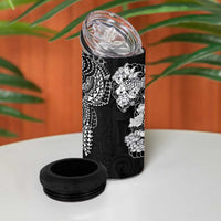 Japanese Irezumi and Hawaiian Polynesian Art Tattoo 4 in 1 Can Cooler Tumbler Black Color LT03 - Polynesian Pride