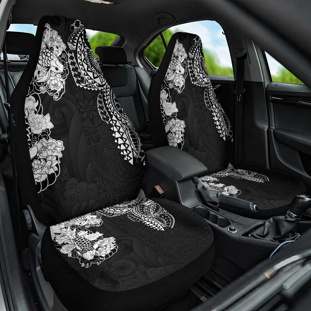 Japanese Irezumi and Hawaiian Polynesian Art Tattoo Car Seat Cover Black Color LT03 One Size Black - Polynesian Pride