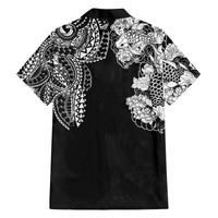 Japanese Irezumi and Hawaiian Polynesian Art Tattoo Family Matching Off The Shoulder Long Sleeve Dress and Hawaiian Shirt Black Color LT03 - Polynesian Pride