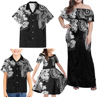 Japanese Irezumi and Hawaiian Polynesian Art Tattoo Family Matching Off Shoulder Maxi Dress and Hawaiian Shirt Black Color LT03 - Polynesian Pride