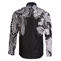 Japanese Irezumi and Hawaiian Polynesian Art Tattoo Family Matching Puletasi and Hawaiian Shirt Black Color LT03 - Polynesian Pride