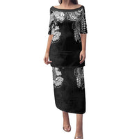 Japanese Irezumi and Hawaiian Polynesian Art Tattoo Family Matching Puletasi and Hawaiian Shirt Black Color LT03 Mom's Dress Black - Polynesian Pride