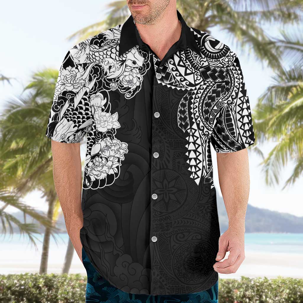 Japanese Irezumi and Hawaiian Polynesian Art Tattoo Hawaiian Shirt Black Color LT03 - Polynesian Pride