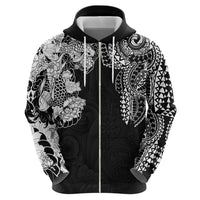 Japanese Irezumi and Hawaiian Polynesian Art Tattoo Hoodie Black Color - Polynesian Pride