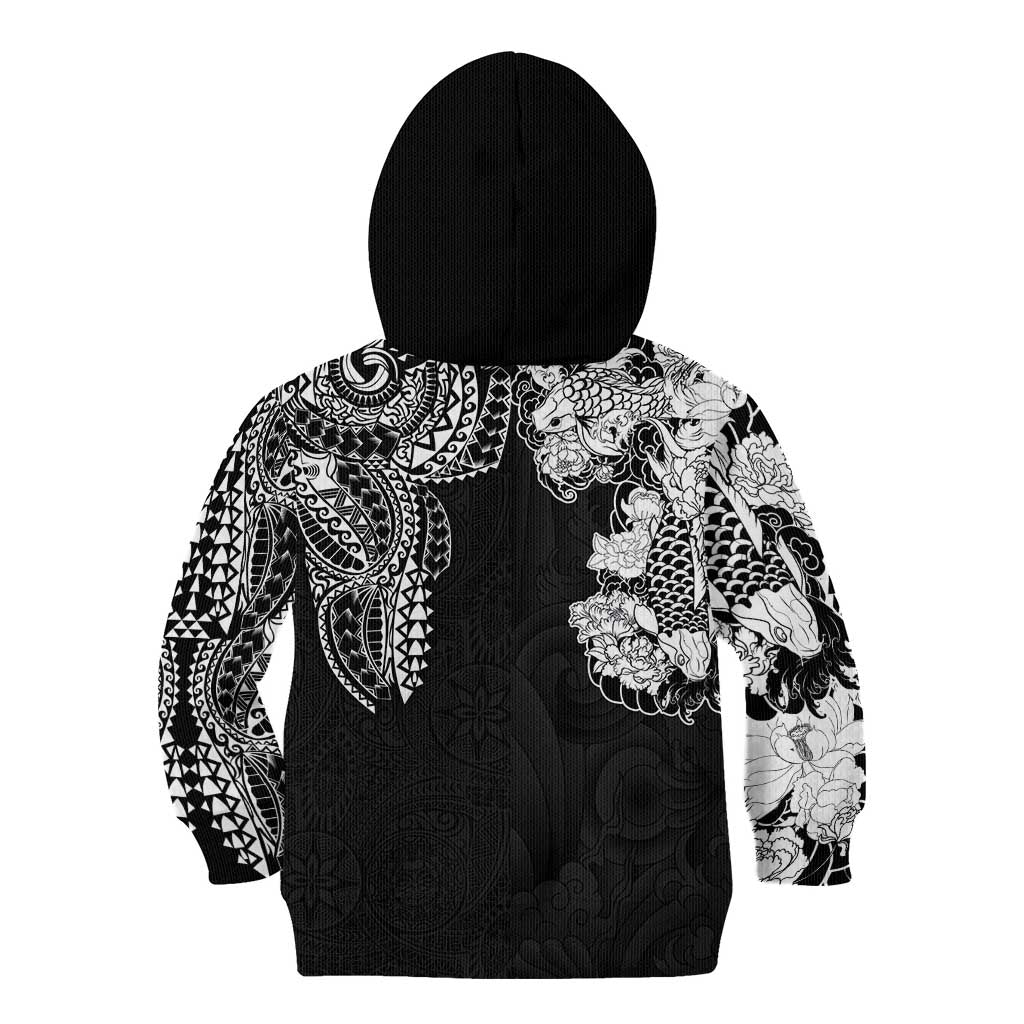 Japanese Irezumi and Hawaiian Polynesian Art Tattoo Kid Hoodie Black Color LT03 - Polynesian Pride