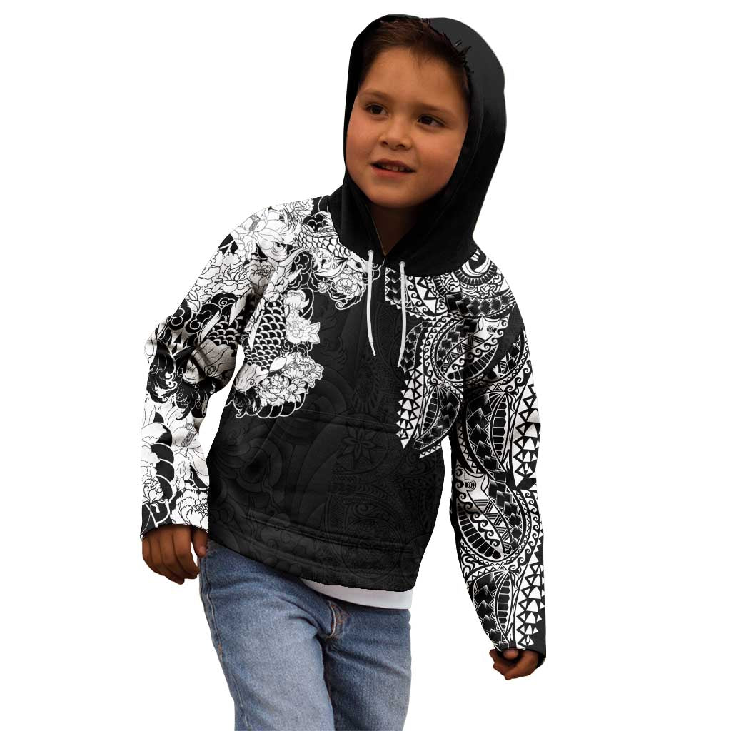 Japanese Irezumi and Hawaiian Polynesian Art Tattoo Kid Hoodie Black Color LT03 - Polynesian Pride