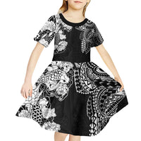 Japanese Irezumi and Hawaiian Polynesian Art Tattoo Kid Short Sleeve Dress Black Color LT03 - Polynesian Pride