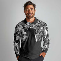 Japanese Irezumi and Hawaiian Polynesian Art Tattoo Long Sleeve Polo Shirt Black Color LT03 - Polynesian Pride