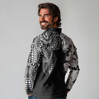 Japanese Irezumi and Hawaiian Polynesian Art Tattoo Long Sleeve Polo Shirt Black Color LT03 - Polynesian Pride