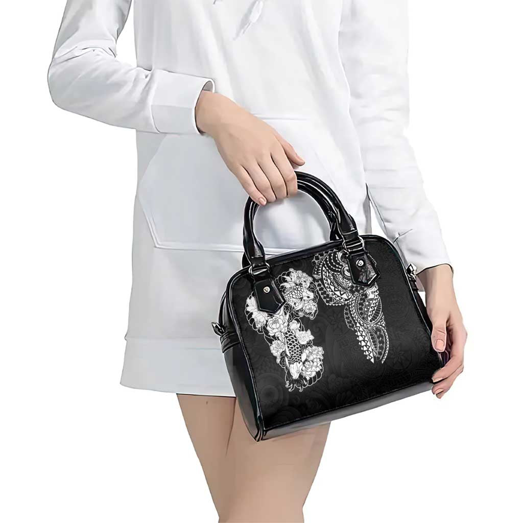 Japanese Irezumi and Hawaiian Polynesian Art Tattoo Shoulder Handbag Black Color - Polynesian Pride