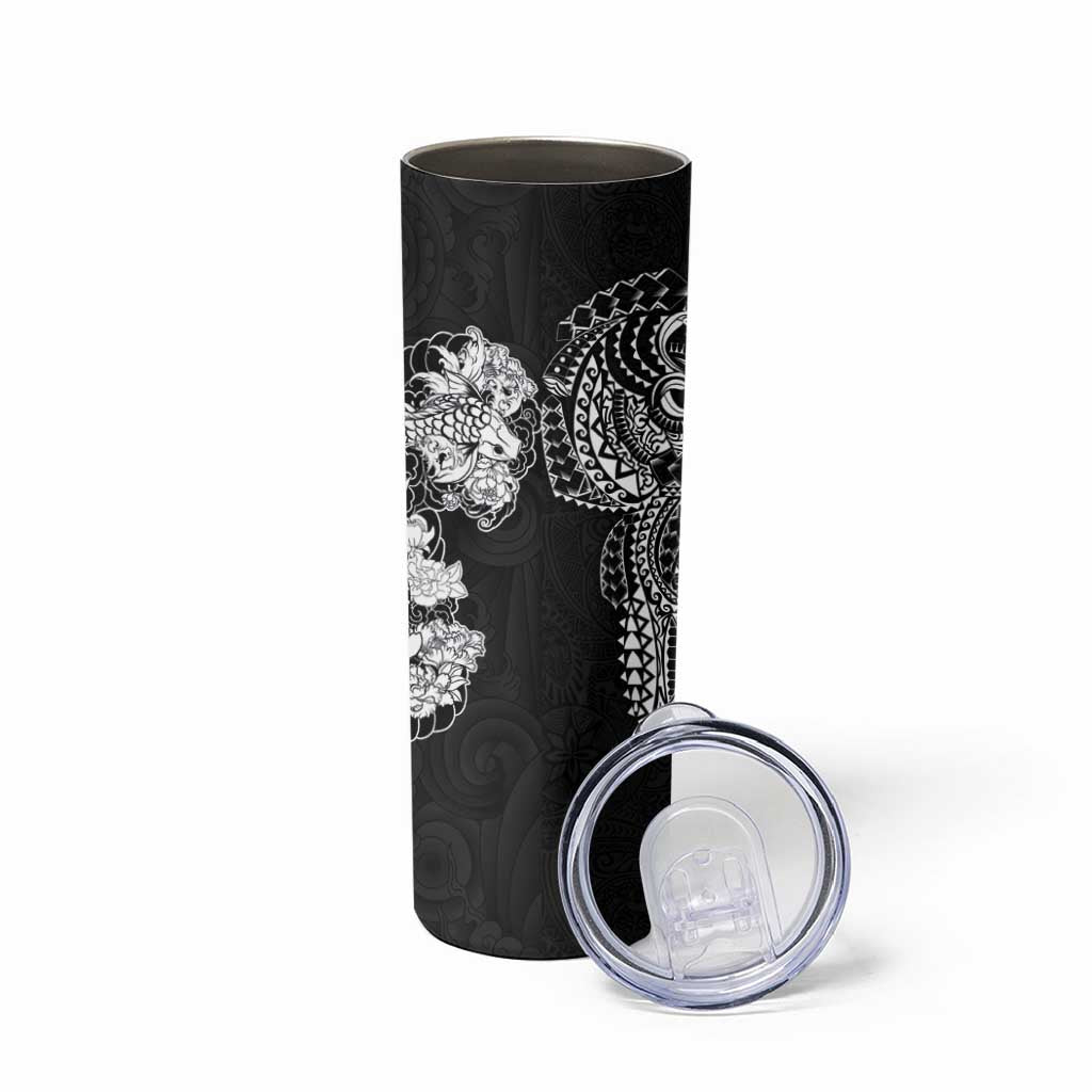 Japanese Irezumi and Hawaiian Polynesian Art Tattoo Skinny Tumbler Black Color LT03 - Polynesian Pride