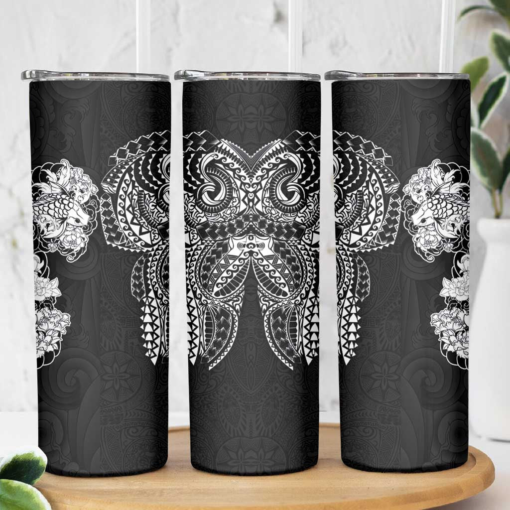 Japanese Irezumi and Hawaiian Polynesian Art Tattoo Skinny Tumbler Black Color LT03 - Polynesian Pride
