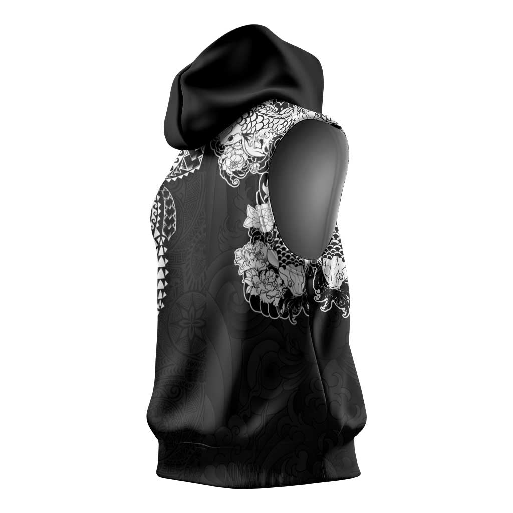 Japanese Irezumi and Hawaiian Polynesian Art Tattoo Sleeveless Hoodie Black Color LT03 - Polynesian Pride