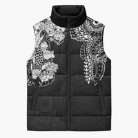 Japanese Irezumi and Hawaiian Polynesian Art Tattoo Sleeveless Puffer Jacket Black Color LT03 Unisex Black - Polynesian Pride