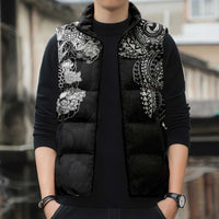 Japanese Irezumi and Hawaiian Polynesian Art Tattoo Sleeveless Puffer Jacket Black Color LT03 - Polynesian Pride