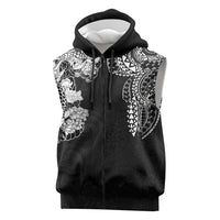 Japanese Irezumi and Hawaiian Polynesian Art Tattoo Sleeveless Zip Hoodie Black Color LT03 Black - Polynesian Pride