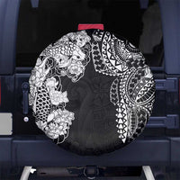 Japanese Irezumi and Hawaiian Polynesian Art Tattoo Spare Tire Cover Black Color LT03 No hole Black - Polynesian Pride