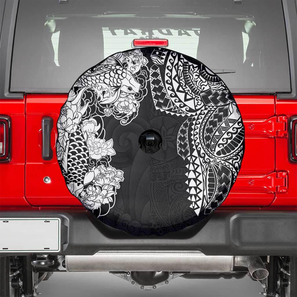 Japanese Irezumi and Hawaiian Polynesian Art Tattoo Spare Tire Cover Black Color LT03 - Polynesian Pride