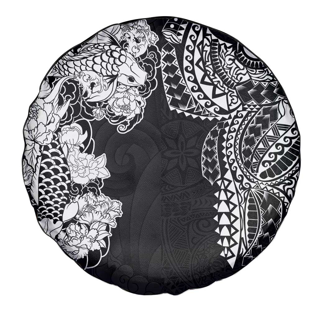Japanese Irezumi and Hawaiian Polynesian Art Tattoo Spare Tire Cover Black Color LT03 - Polynesian Pride