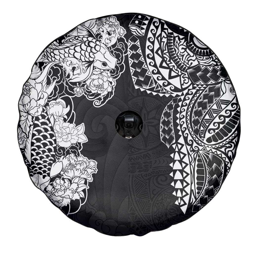 Japanese Irezumi and Hawaiian Polynesian Art Tattoo Spare Tire Cover Black Color LT03 - Polynesian Pride