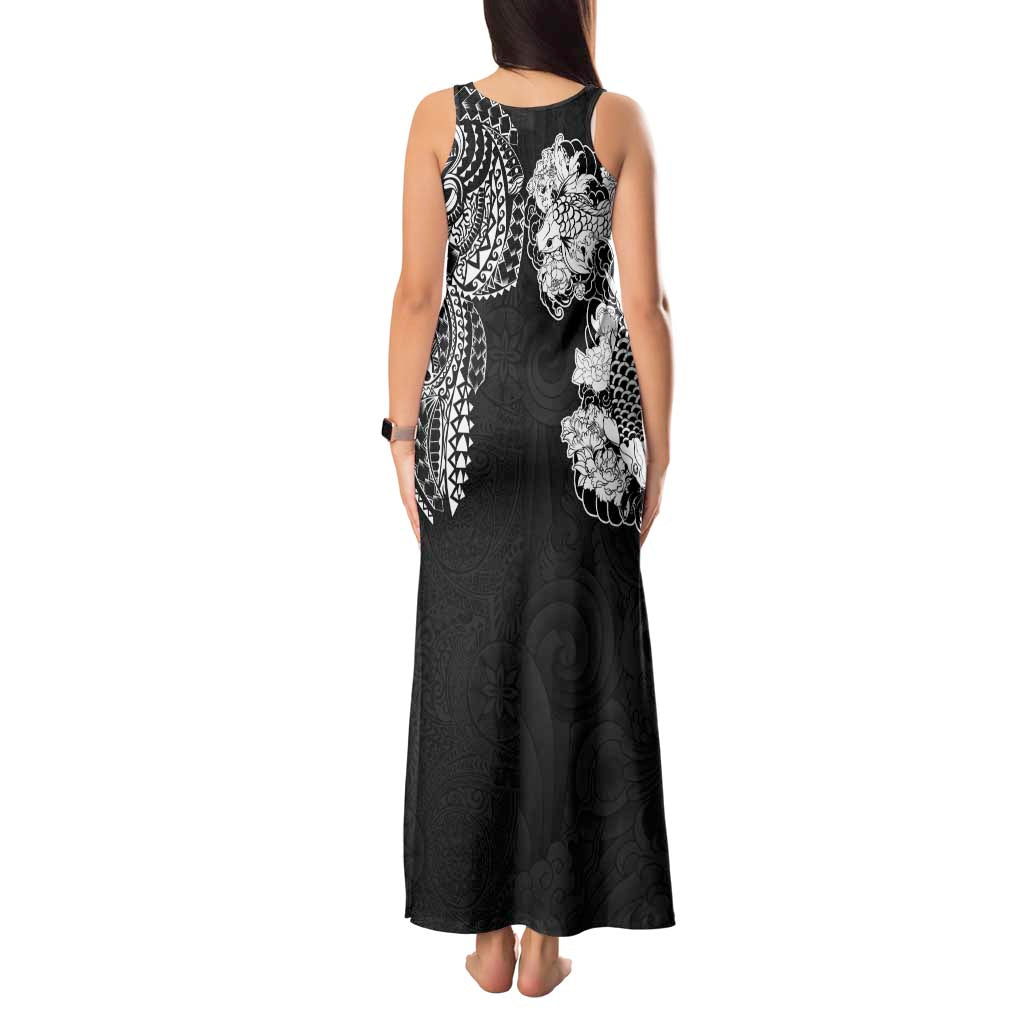 Japanese Irezumi and Hawaiian Polynesian Art Tattoo Tank Maxi Dress Black Color LT03 - Polynesian Pride