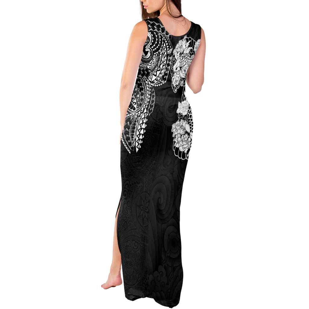 Japanese Irezumi and Hawaiian Polynesian Art Tattoo Tank Maxi Dress Black Color LT03 - Polynesian Pride