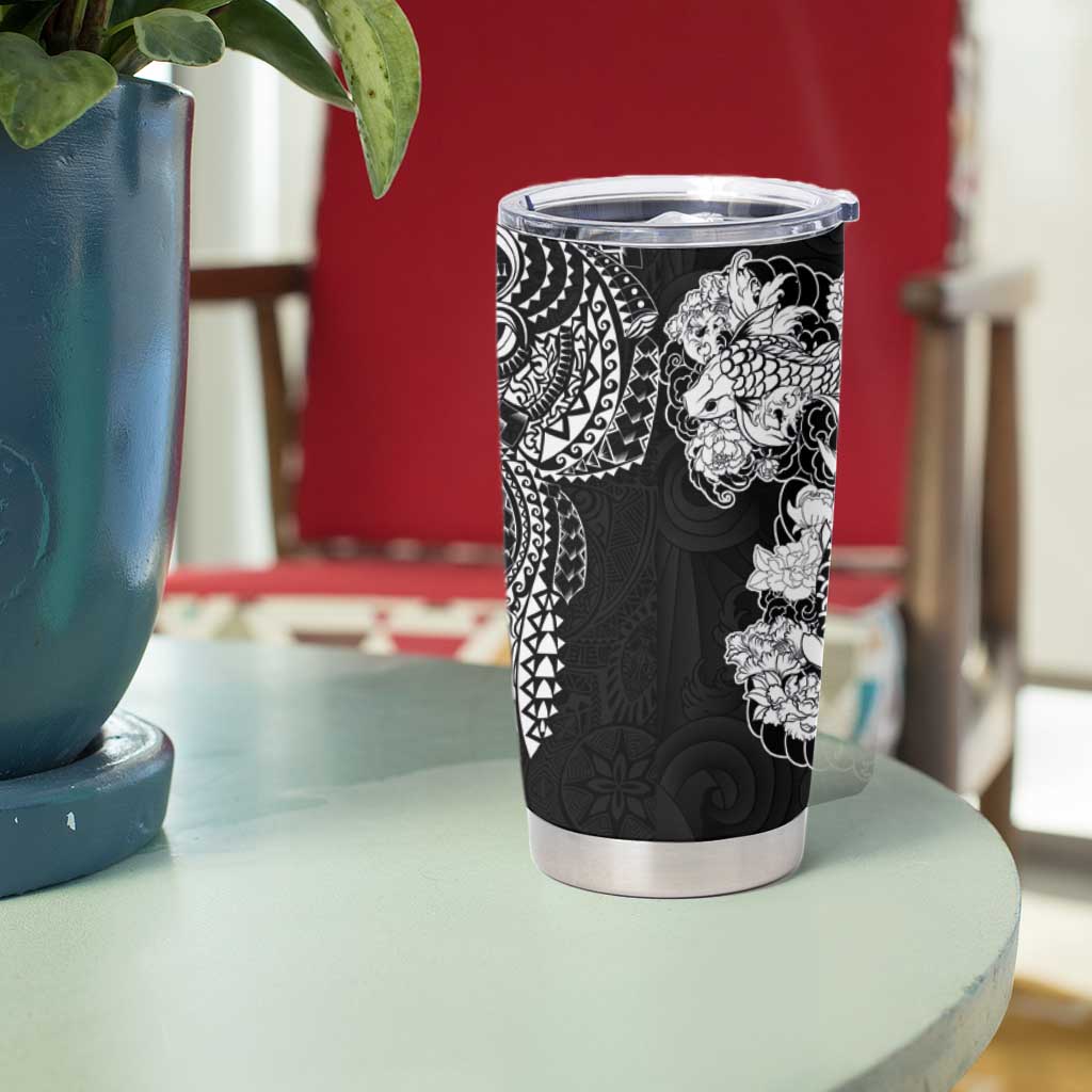 Japanese Irezumi and Hawaiian Polynesian Art Tattoo Tumbler Cup Black Color - Polynesian Pride
