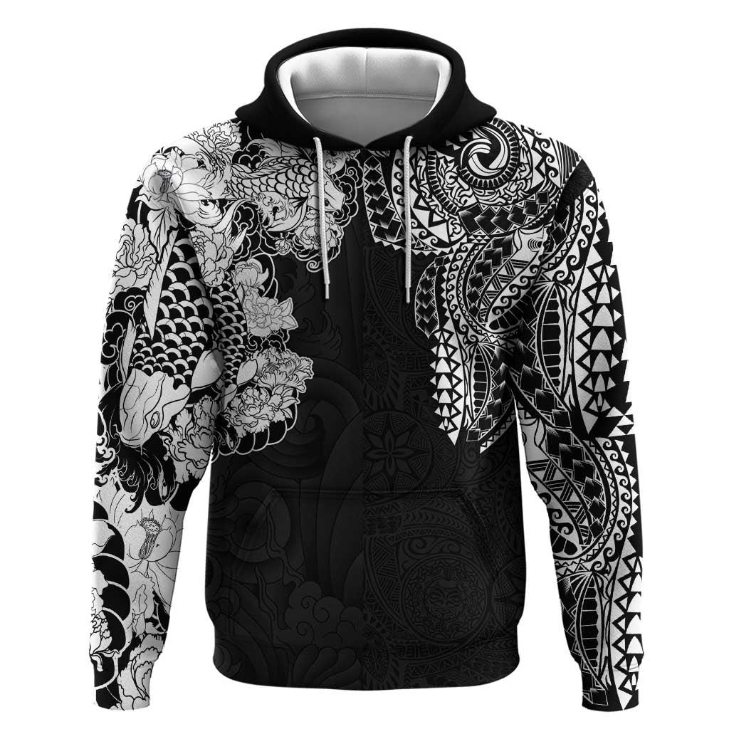 Japanese Irezumi and Hawaiian Polynesian Art Tattoo Zip Hoodie Black Color LT03 Pullover Hoodie Black - Polynesian Pride
