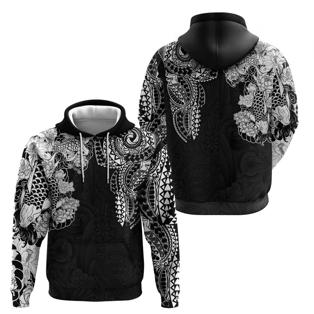 Japanese Irezumi and Hawaiian Polynesian Art Tattoo Zip Hoodie Black Color LT03 - Polynesian Pride