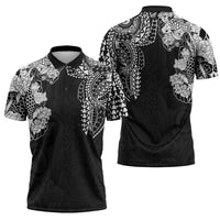 Japanese Irezumi and Hawaiian Polynesian Art Tattoo Zipper Polo Shirt Black Color LT03 - Polynesian Pride