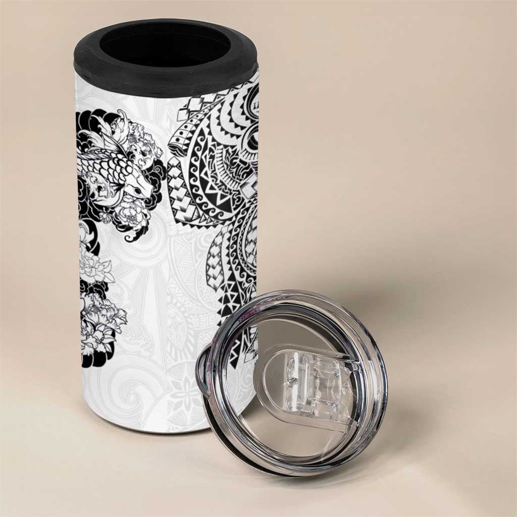 Japanese Irezumi and Hawaiian Polynesian Art Tattoo 4 in 1 Can Cooler Tumbler White Color LT03 - Polynesian Pride