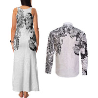 Japanese Irezumi and Hawaiian Polynesian Art Tattoo Couples Matching Tank Maxi Dress and Long Sleeve Button Shirt White Color LT03 - Polynesian Pride
