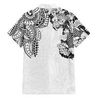 Japanese Irezumi and Hawaiian Polynesian Art Tattoo Family Matching Long Sleeve Bodycon Dress and Hawaiian Shirt White Color LT03 - Polynesian Pride