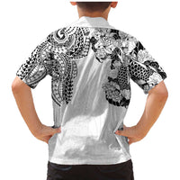 Japanese Irezumi and Hawaiian Polynesian Art Tattoo Family Matching Mermaid Dress and Hawaiian Shirt White Color LT03 - Polynesian Pride