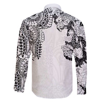 Japanese Irezumi and Hawaiian Polynesian Art Tattoo Family Matching Off The Shoulder Long Sleeve Dress and Hawaiian Shirt White Color LT03 - Polynesian Pride