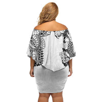 Japanese Irezumi and Hawaiian Polynesian Art Tattoo Family Matching Off Shoulder Short Dress and Hawaiian Shirt White Color LT03 - Polynesian Pride