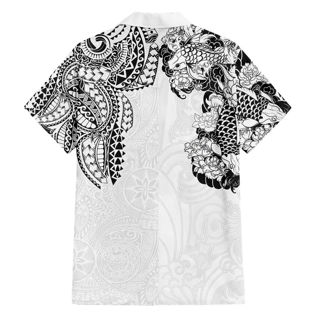 Japanese Irezumi and Hawaiian Polynesian Art Tattoo Family Matching Tank Maxi Dress and Hawaiian Shirt White Color LT03 - Polynesian Pride