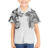Japanese Irezumi and Hawaiian Polynesian Art Tattoo Family Matching Tank Maxi Dress and Hawaiian Shirt White Color LT03 Son's Shirt White - Polynesian Pride