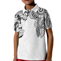Japanese Irezumi and Hawaiian Polynesian Art Tattoo Kid Polo Shirt White Color LT03 Kid White - Polynesian Pride