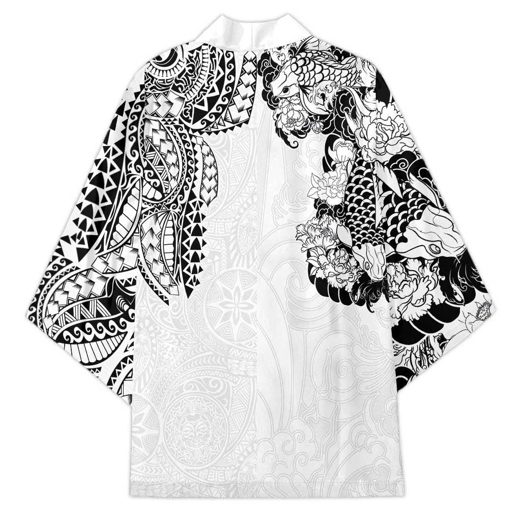Japanese Irezumi and Hawaiian Polynesian Art Tattoo Kimono White Color - Polynesian Pride
