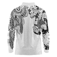 Japanese Irezumi and Hawaiian Polynesian Art Tattoo Long Sleeve Polo Shirt White Color LT03 - Polynesian Pride