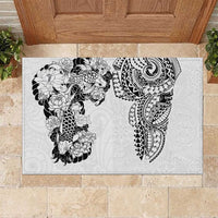 Japanese Irezumi and Hawaiian Polynesian Art Tattoo Rubber Doormat White Color LT03 White - Polynesian Pride